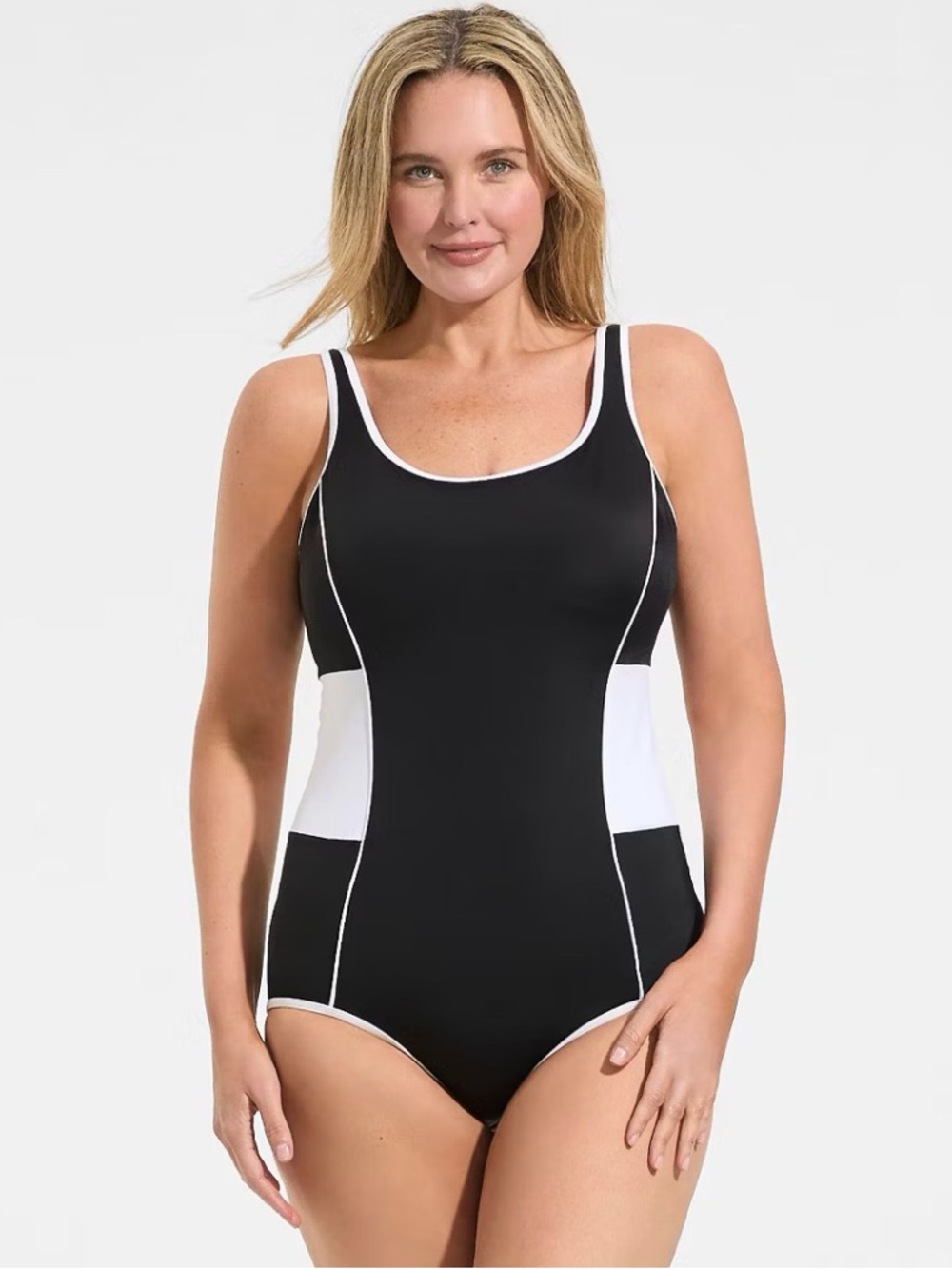 NEW Lands' End Women's Plus Size Tugless Scoop Neck Colorblock 16 W